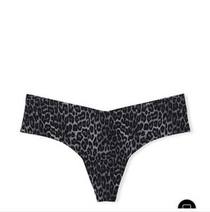 Victoria Secret-Charcoal-Gray Leopard Print No-Show Thong-XL